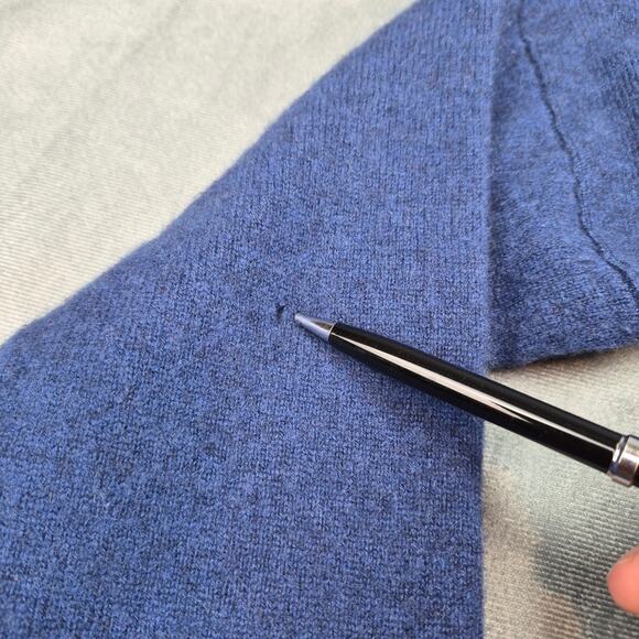 Cullen Women's Colorblock Turquoise & Blue Cashmere Sweater Size L - Picture 2 of 6